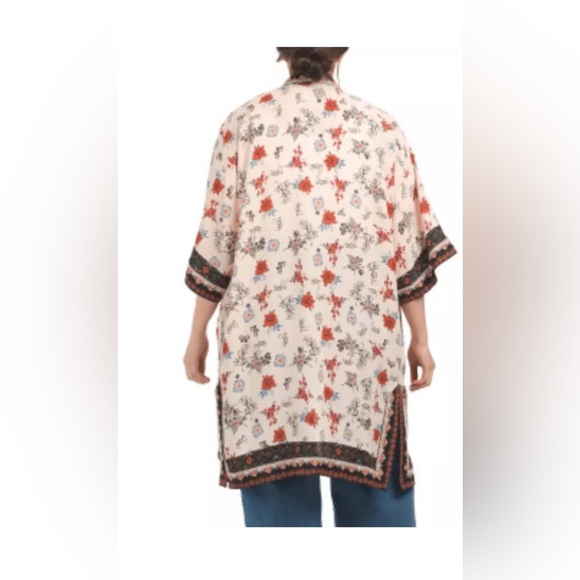 Max Studio Floral Boho Plus Crepe Duster Size 1X. A527 - Picture 2 of 5